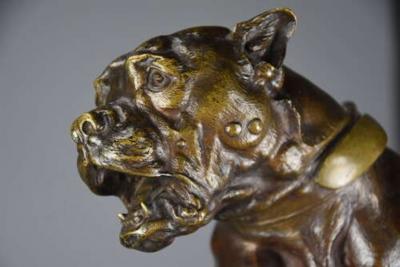 Prosper Lecourtier Fine quality 19thc French bronze figure of a Boxer dog by Prosper Lecourtier