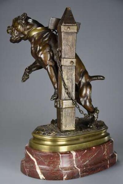 Prosper Lecourtier Fine quality 19thc French bronze figure of a Boxer dog by Prosper Lecourtier