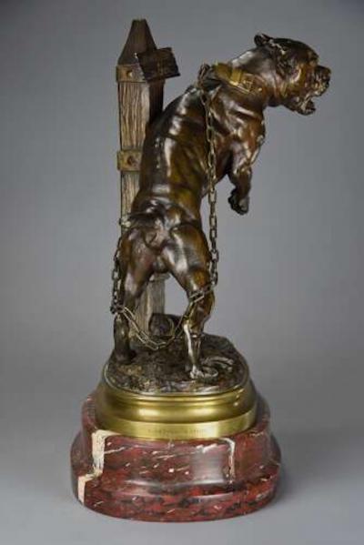 Prosper Lecourtier Fine quality 19thc French bronze figure of a Boxer dog by Prosper Lecourtier