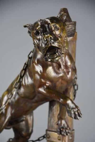 Prosper Lecourtier Fine quality 19thc French bronze figure of a Boxer dog by Prosper Lecourtier