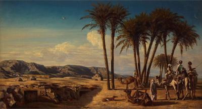 Prosper Marilhat Large oil painting of an Orientalist landscape by Prosper Marilhat