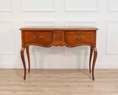 Proven al Walnut Console Table with Two Drawers Louis XV Style 20th Century