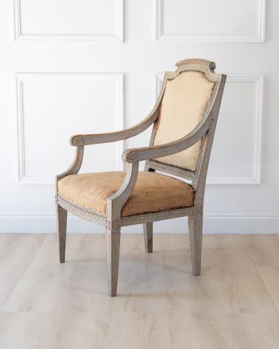 Provincial Gustavian Armchair in Original Paint circa 1780