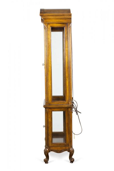 Provincial Style Mirrored and Electrified Carved Oak Display Cabinet Vitrine