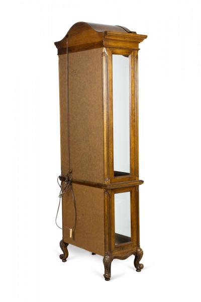Provincial Style Mirrored and Electrified Carved Oak Display Cabinet Vitrine