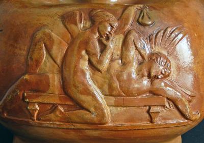 Psyche Imploring Cupid Unique Art Deco Vase 