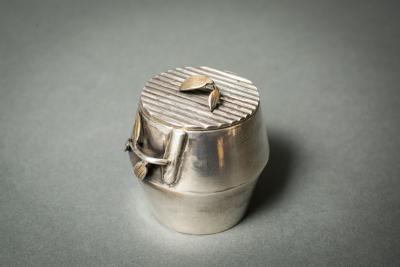 Pure Silver Bamboo Shaped Tea Caddy Chaire 