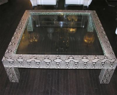 Python Cocktail Table with Inset Glass Top