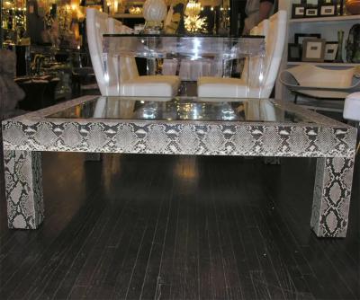 Python Cocktail Table with Inset Glass Top