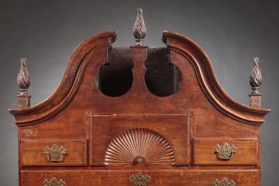 QUEEN ANNE BONNET TOP HIGH CHEST OF DRAWERS