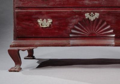 QUEEN ANNE CARVED SLANT FRONT DESK Probably Made by Ebenezer Hubbell