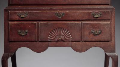 QUEEN ANNE SHELL CARVED HIGH CHEST OF DRAWERS