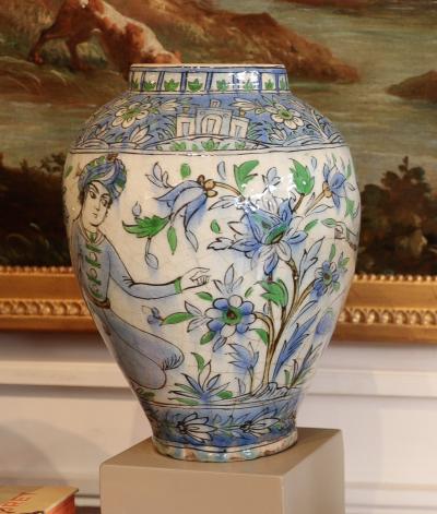 Qajar Period Persian Ceramic Vase with Figural Decoration circa 1820