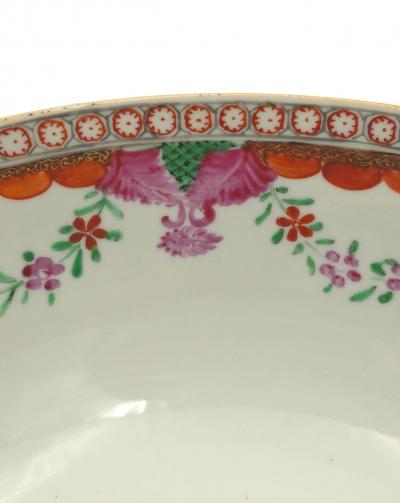 Qianlong Famille Rose Chinese Export Punch Bowl circa 1780 Restored