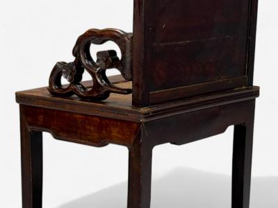 Qing Dynasty Style Hardwood Cane Marble Chinese Armchairs China 19th c