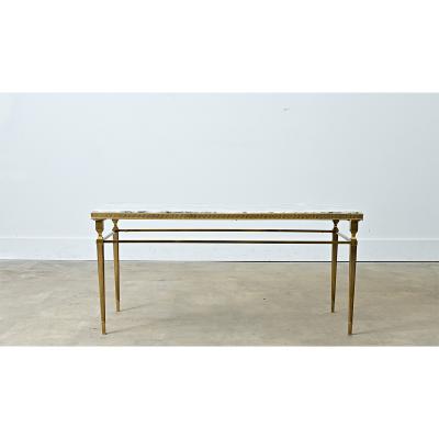 Quality Vintage French Brass and Marble Coffee Table