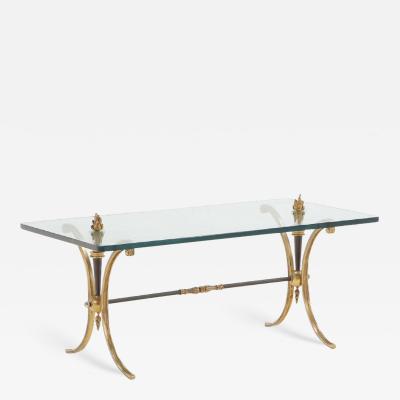 Quality cast bronze and glass coffee table attributed to Jansen C 1940