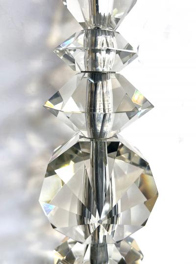 Quality pair of French 1950s stacked crystal boudoir lamps