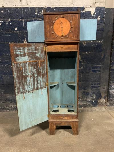 Quarter Sawn Oak Arts Crafts Floor Clock with Cabinet