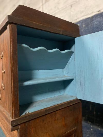 Quarter Sawn Oak Arts Crafts Floor Clock with Cabinet