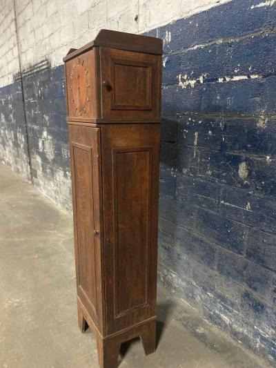 Quarter Sawn Oak Arts Crafts Floor Clock with Cabinet