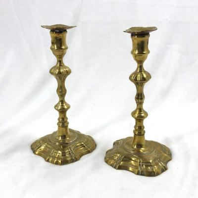 Queen Anne Brass Candlesticks