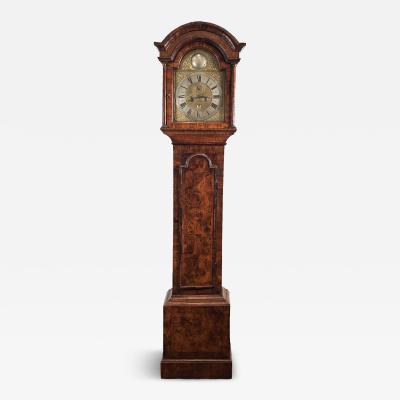 Queen Anne Burl Walnut Long Case Clock by Thomas Perkins