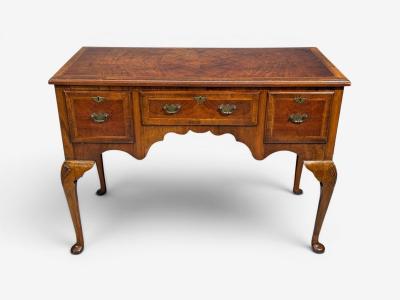 Queen Anne Lowboy Writing Desk Burl Crotch Mahogany Veneer Walnut England
