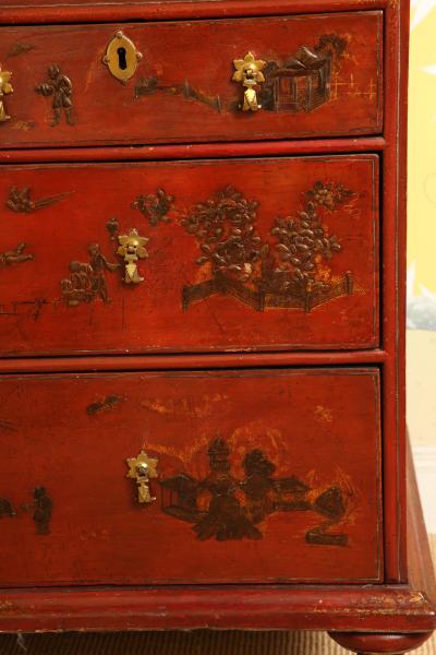 Queen Anne Red Japanned Bureau Bookcase