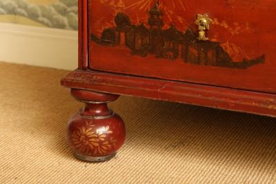 Queen Anne Red Japanned Bureau Bookcase