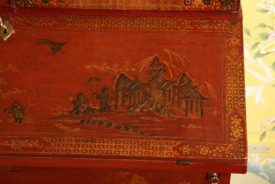 Queen Anne Red Japanned Bureau Bookcase