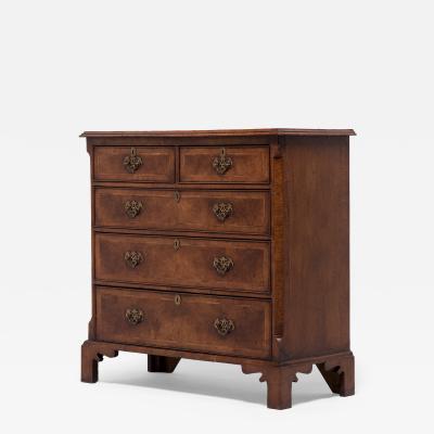 Queen Anne Style Burled Walnut Chest of Drawers