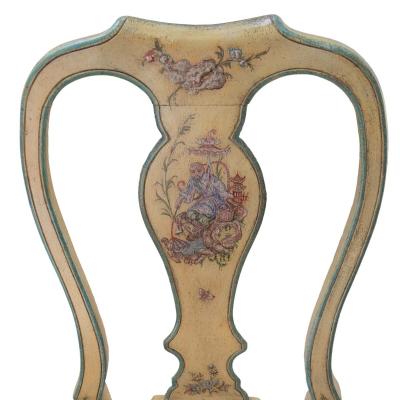 Queen Anne Style Polychrome Chinoiserie Chairs from the 19th century