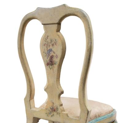 Queen Anne Style Polychrome Chinoiserie Chairs from the 19th century