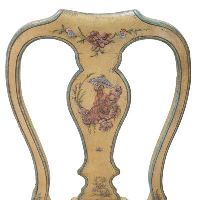 Queen Anne Style Polychrome Chinoiserie Chairs from the 19th century