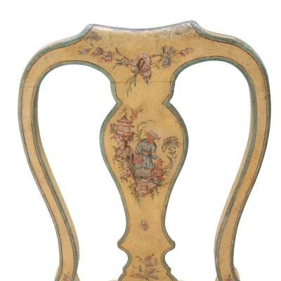 Queen Anne Style Polychrome Chinoiserie Chairs from the 19th century