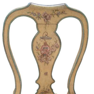 Queen Anne Style Polychrome Chinoiserie Chairs from the 19th century
