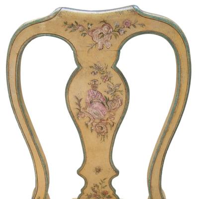 Queen Anne Style Polychrome Chinoiserie Chairs from the 19th century