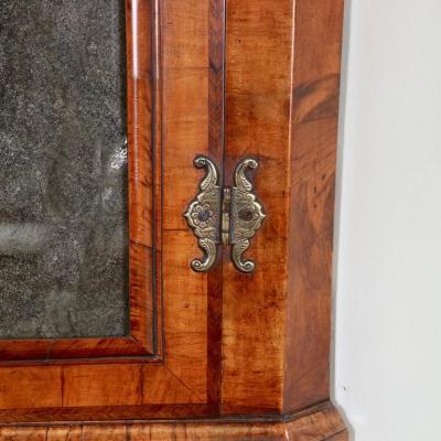 Queen Anne Walnut Corner Cupboard with Bevelled Mirror Plate