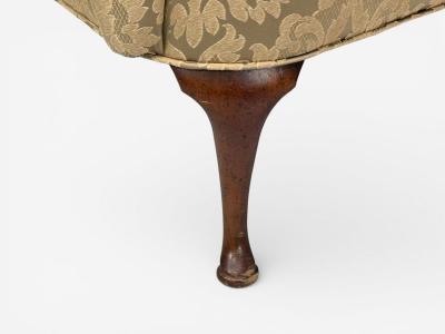 Queen Anne Wingback Chair Fabric Mahogany England 19th c 