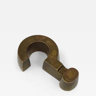 Question Mark Midcentury Paperweight Solid Brass Austria 1970s