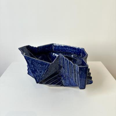 R A Pesce Cubist Vessel in Cobalt Blue Glaze United States 