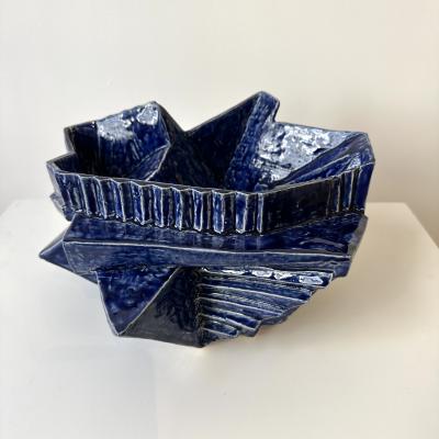 R A Pesce Cubist Vessel in Cobalt Blue Glaze United States 