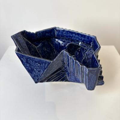 R A Pesce Cubist Vessel in Cobalt Blue Glaze United States 
