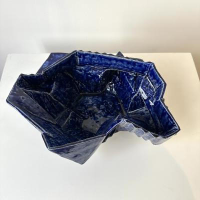 R A Pesce Cubist Vessel in Cobalt Blue Glaze United States 