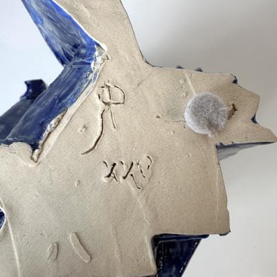 R A Pesce Cubist Vessel in Cobalt Blue Glaze United States 