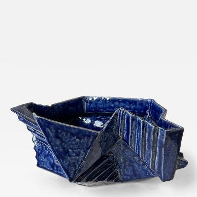 R A Pesce Cubist Vessel in Cobalt Blue Glaze United States 