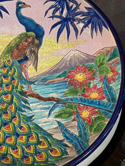 R Rizzi Longwy Ceramic Cloisonne Charger Artist Signed French Art Deco