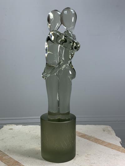 R Rosato SIGNED MURANO GLASS ENTWINED LOVERS SCULPTURE
