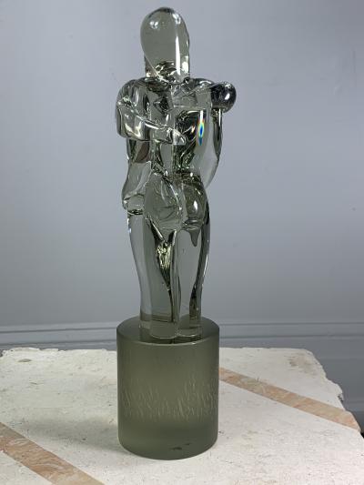 R Rosato SIGNED MURANO GLASS ENTWINED LOVERS SCULPTURE